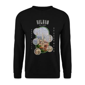 Bilbao Spanien Stadt Skyline Heimat Liebe - Unisex Pullover - Schwarz - Vorne - Alina (178cm) & Michal (187cm)