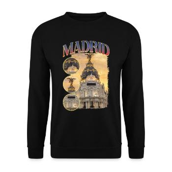 Madrid Spain City Skyline Home Love Holidays - Unisex Sweatshirt - black - Front - Alina (178cm) & Michal (187cm)