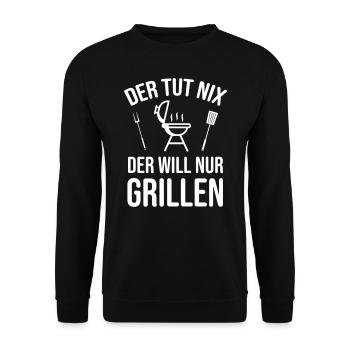 Grillen Sprüche Witzig - Unisex Pullover - Schwarz - Vorne - Alina (178cm) & Michal (187cm)