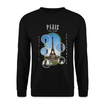 Paris France City Skyline Home Love - Unisex Sweatshirt - black - Front - Alina (178cm) & Michal (187cm)