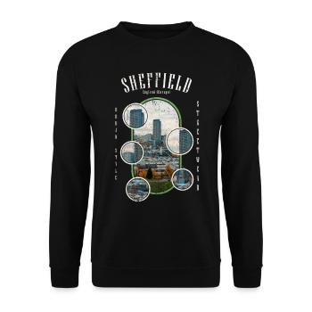 Sheffield England UK City Skyline Home Love - Unisex Sweatshirt - black - Front - Alina (178cm) & Michal (187cm)