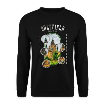 Sheffield England UK City Skyline Home Love - Unisex Sweatshirt - black - Front - Alina (178cm) & Michal (187cm)