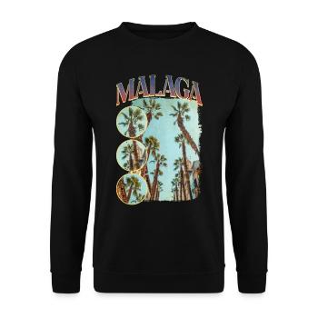 Malaga Spain City Skyline Summer Holiday Palm Trees - Unisex Sweatshirt - black - Front - Alina (178cm) & Michal (187cm)