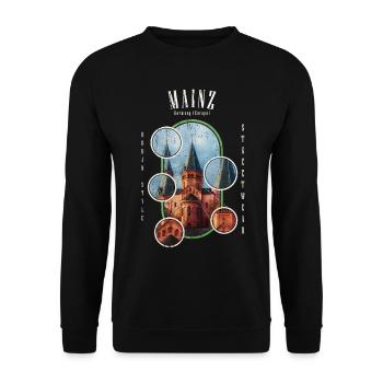 Mainz Deutschland Stadt Skyline Dom Heimat Liebe - Unisex Pullover - Schwarz - Vorne - Alina (178cm) & Michal (187cm)