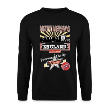Nottingham Angleterre UK City Skyline Vintage Rétro - Sweat-shirt Unisexe - noir - Devant - Alina (178cm) & Michal (187cm)