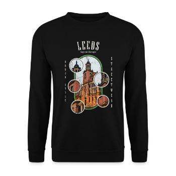Leeds England UK Stadt Skyline Streetwear - Unisex Pullover - Schwarz - Vorne - Alina (178cm) & Michal (187cm)
