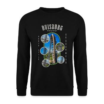 Duisburg Deutschland Stadt Skyline Heimat Liebe - Unisex Pullover - Schwarz - Vorne - Alina (178cm) & Michal (187cm)