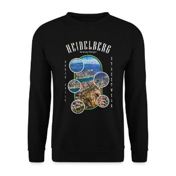 Heidelberg Deutschland Stadt Skyline Heimat Liebe - Unisex Pullover - Schwarz - Vorne - Alina (178cm) & Michal (187cm)