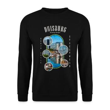 Duisburg Deutschland Stadt Skyline Heimat Liebe - Unisex Pullover - Schwarz - Vorne - Alina (178cm) & Michal (187cm)