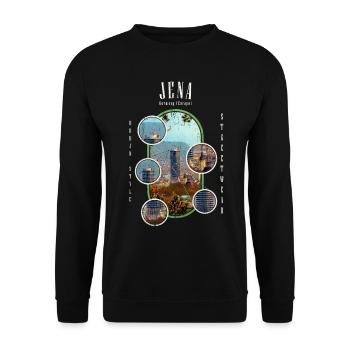 Jena Germany City Skyline Home Love - Unisex Sweatshirt - black - Front - Alina (178cm) & Michal (187cm)