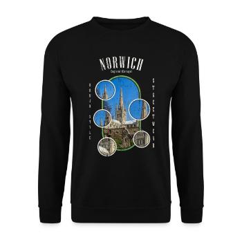 Norwich England UK City Skyline Vintage Retro - Unisex Sweatshirt - black - Front - Alina (178cm) & Michal (187cm)