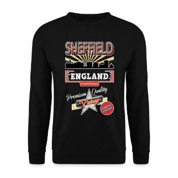 Sheffield England UK City Skyline Vintage Retro - Unisex Sweatshirt - black - Front - Alina (178cm) & Michal (187cm)