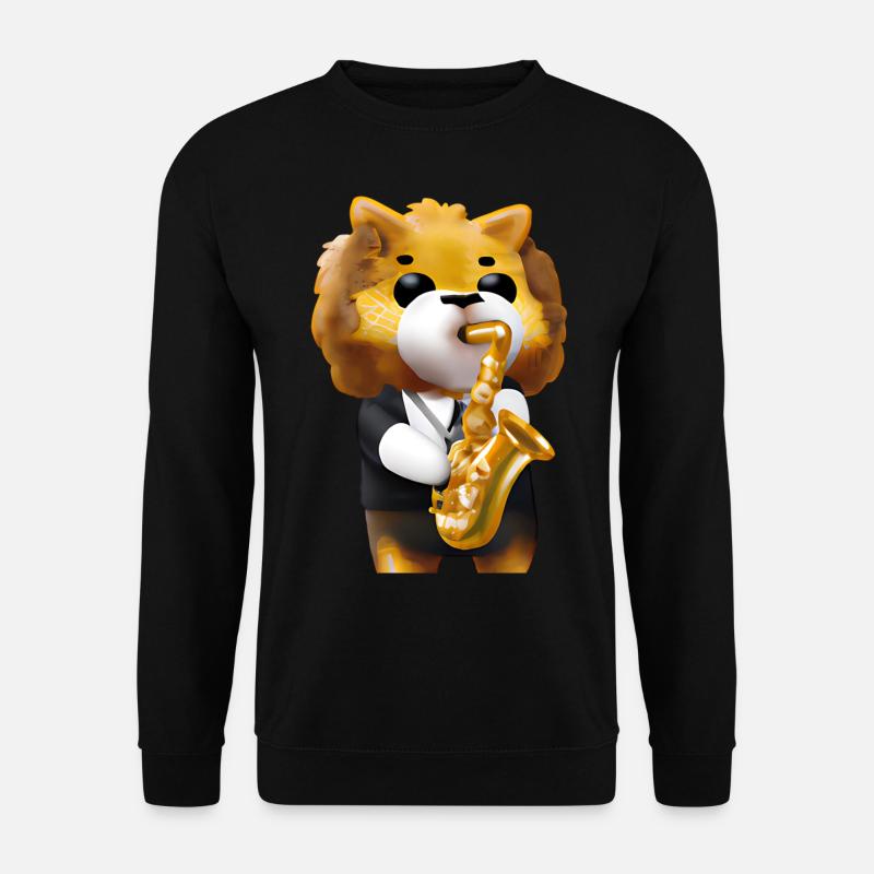 Löwe mit Saxophon - Unisex Pullover - Schwarz