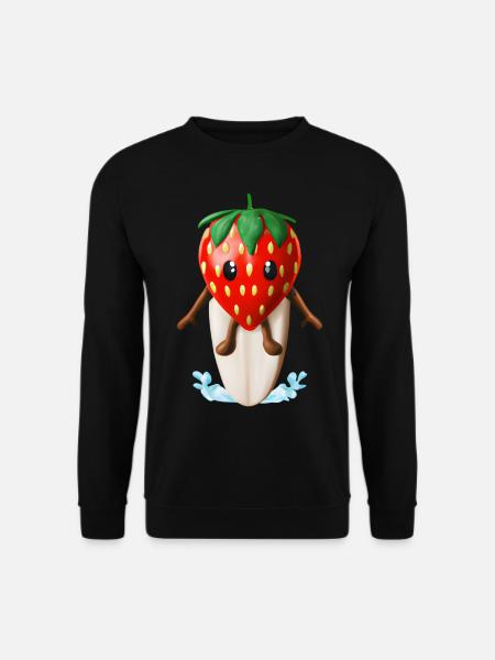 Erdbeere auf Surfboard - Unisex Pullover - Schwarz