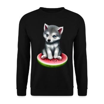 Watermelon Wolf - Unisex Sweatshirt - black - Front - Alina (178cm) & Michal (187cm)