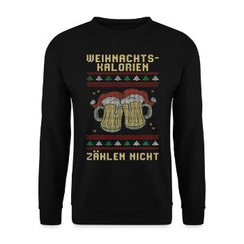 Weihnachtskalorien zählen nicht Bier Weihnachten - Unisex Pullover - Schwarz - Vorne - Alina (178cm) & Michal (187cm)