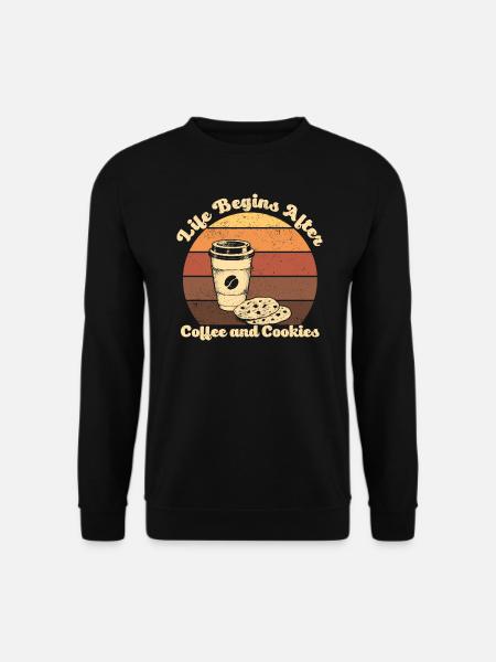 Retro Life Begins After Coffee And Cookies Vintage - Unisex Sweatshirt - black