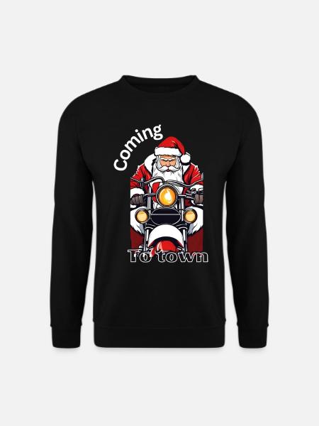 Santa Clause auf Motorrad - Unisex Pullover - Schwarz
