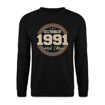 Né en octobre 1991 Retro Anniversaire Octobre 1991 - Sweat-shirt Unisexe - noir - Devant - Alina (178cm) & Michal (187cm)