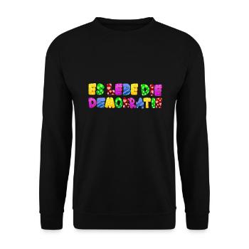 AfD stoppen gegen rechts Demokratie Vielfalt links - Unisex Pullover - Schwarz - Vorne - Alina (178cm) & Michal (187cm)