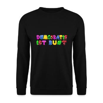 AfD stoppen gegen rechts Demokratie Vielfalt links - Unisex Pullover - Schwarz - Vorne - Alina (178cm) & Michal (187cm)