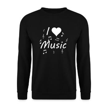 I love Musik - Unisex Pullover - Schwarz - Vorne - Alina (178cm) & Michal (187cm)