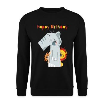 Happy Birthday - Erster Geburtstag - Zahl Eins - Unisex Pullover - Schwarz - Vorne - Alina (178cm) & Michal (187cm)