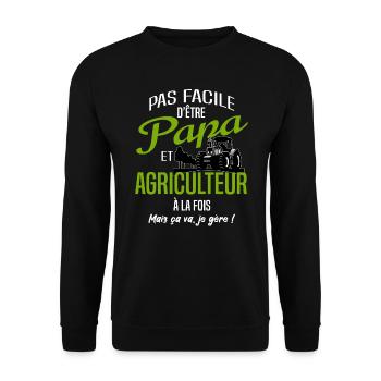 papa agriculteur - Sweat-shirt Unisexe - noir - Devant - Alina (178cm) & Michal (187cm)