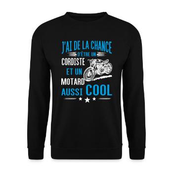 cordiste et motard - Sweat-shirt Unisexe - noir - Devant - Alina (178cm) & Michal (187cm)