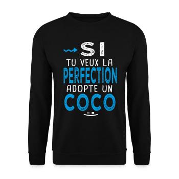 la perfection adopte un Coco Cadeau Corentin - Sweat-shirt Unisexe - noir - Devant - Alina (178cm) & Michal (187cm)