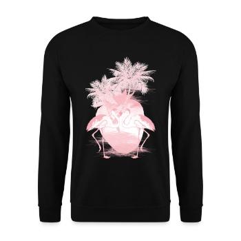 Palm Flamants Roses d’été - Sweat-shirt Unisexe - noir - Devant - Alina (178cm) & Michal (187cm)