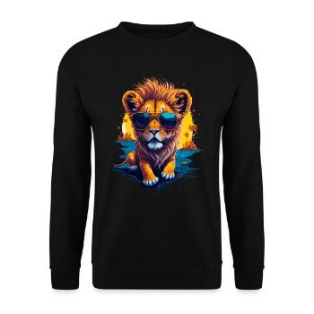 Cute baby lion - Unisex Sweatshirt - black - Front - Alina (178cm) & Michal (187cm)