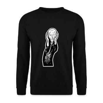 Schrei-Gesicht - Unisex Pullover - Schwarz - Vorne - Alina (178cm) & Michal (187cm)