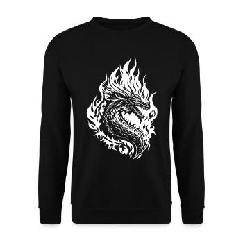 Dragon Fantasy Fire Dragon - Unisex Sweatshirt - black - Front - Alina (178cm) & Michal (187cm)