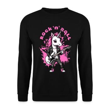 Rock 'n' Roll Unicorn - Unisex Sweatshirt - black - Front - Alina (178cm) & Michal (187cm)
