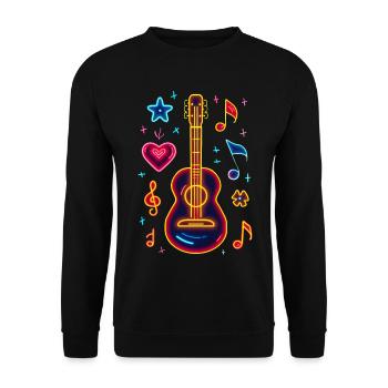 Retro Ukulele Retrowave - Unisex Sweatshirt - black - Front - Alina (178cm) & Michal (187cm)