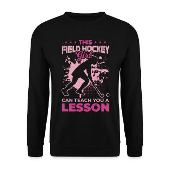Field hockey player - Unisex Sweatshirt - black - Front - Alina (178cm) & Michal (187cm)