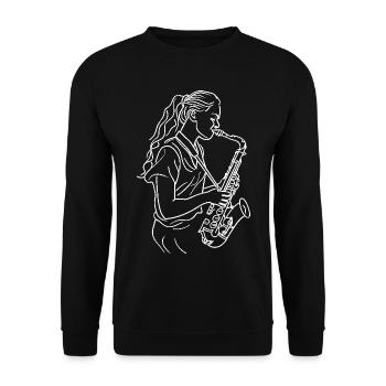 Saxophoniste - Sweat-shirt Unisexe - noir - Devant - Alina (178cm) & Michal (187cm)