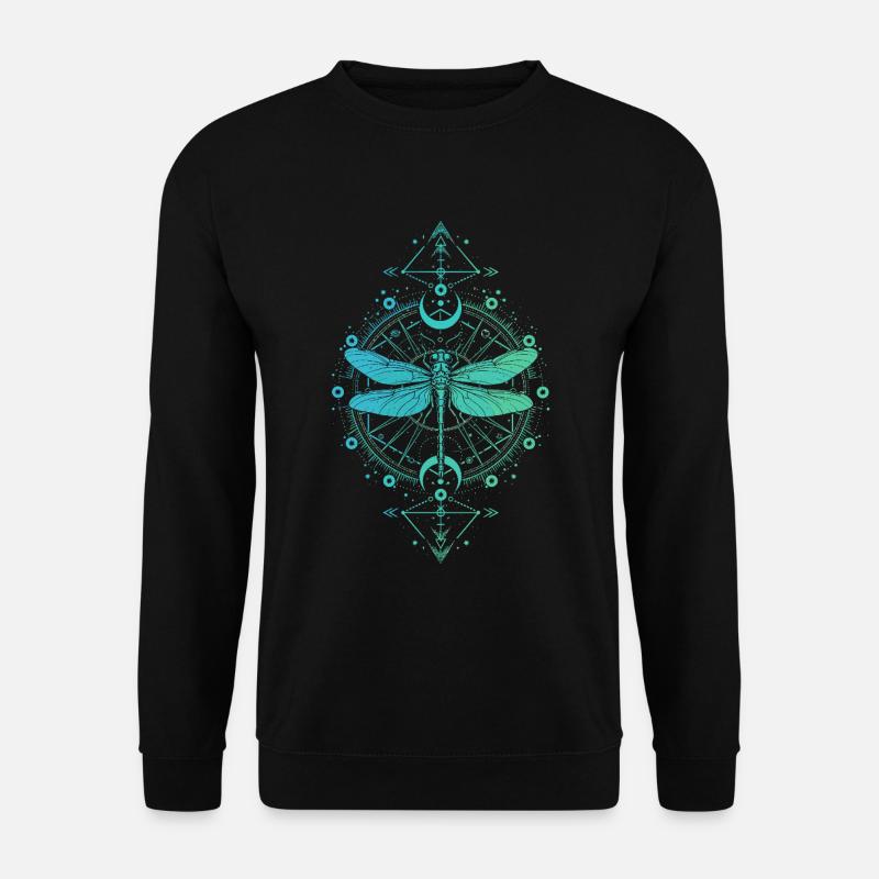 Astronomie - Libelle Mandala Türkisblau - Unisex Pullover - Schwarz