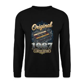 38ème Anniversaire Vintage 1987 Cassette Homme Femme - Sweat-shirt Unisexe - noir - Devant - Alina (178cm) & Michal (187cm)