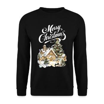 Winter Village Christmas Dream Scene - Unisex Sweatshirt - black - Front - Alina (178cm) & Michal (187cm)