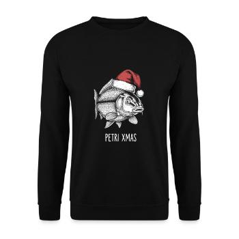 Pêcheur drôle Noël Petri Carpe de Noël - Sweat-shirt Unisexe - noir - Devant - Alina (178cm) & Michal (187cm)