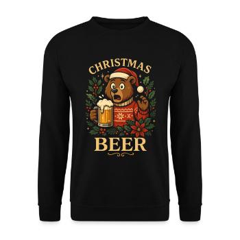 Christmas Beer Funny Bear Christmas Shirt - Unisex Sweatshirt - black - Front - Alina (178cm) & Michal (187cm)
