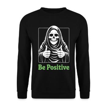 Be Positive Grim Reaper - Unisex Sweatshirt - black - Front - Alina (178cm) & Michal (187cm)