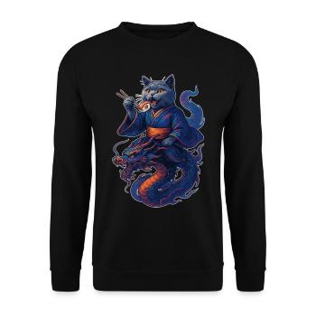 Sushi British Shorthair Cat Blue Dragon Gift - Unisex Sweatshirt - black - Front - Alina (178cm) & Michal (187cm)