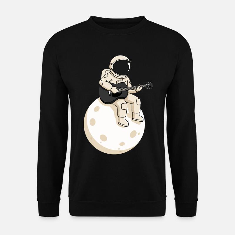 Astronaut mit Gitarre auf dem Mond, Weltraum Musik - Unisex Pullover - Schwarz