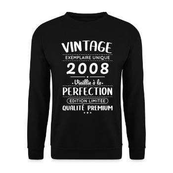 2008 – Vintage – Perfekt gereift - Unisex Pullover - Schwarz - Vorne - Alina (178cm) & Michal (187cm)