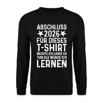 Abschluss 2026 (lange so tun als würde ich lernen) - Unisex Pullover - Schwarz - Vorne - Alina (178cm) & Michal (187cm)