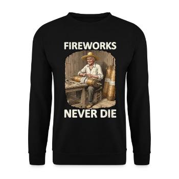 Fireworks Never Die Pyro - Unisex Pullover - Schwarz - Vorne - Alina (178cm) & Michal (187cm)