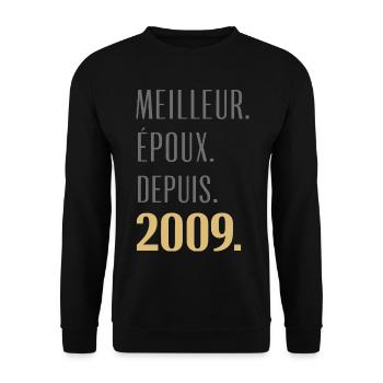 Bester Ehemann seit 2009 Pinke Hochzeit 17 Jahre - Unisex Pullover - Schwarz - Vorne - Alina (178cm) & Michal (187cm)